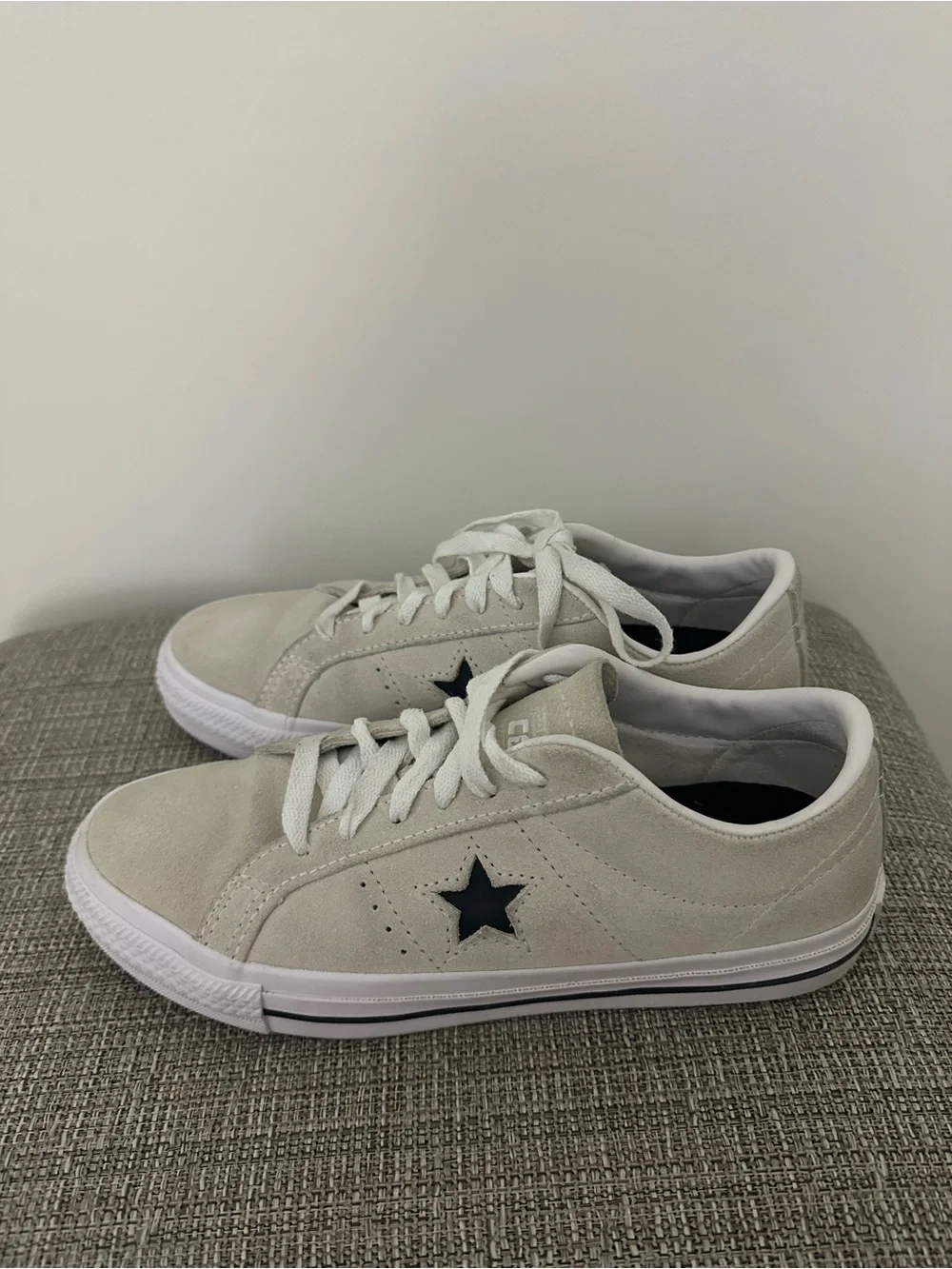 Converse One Star Low Top Sneakers in Beige with Black Star
